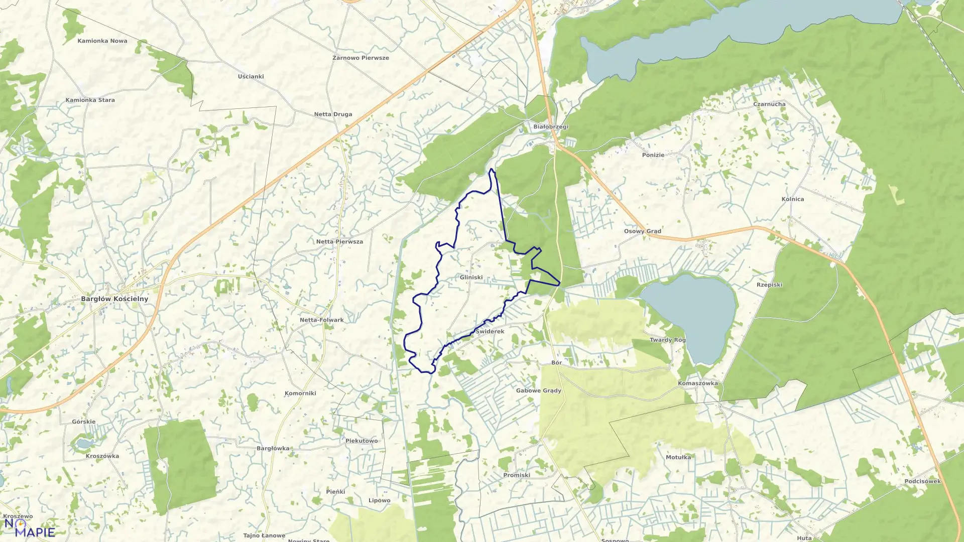 Mapa obrębu GLINISKI w gminie Augustów