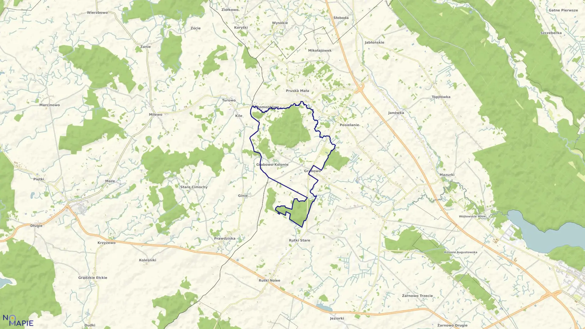 Mapa obrębu GRABOWO KOLONIA w gminie Augustów