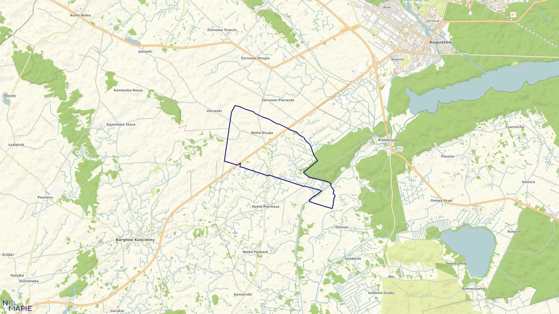 Mapa obrębu NETTA DRUGA w gminie Augustów