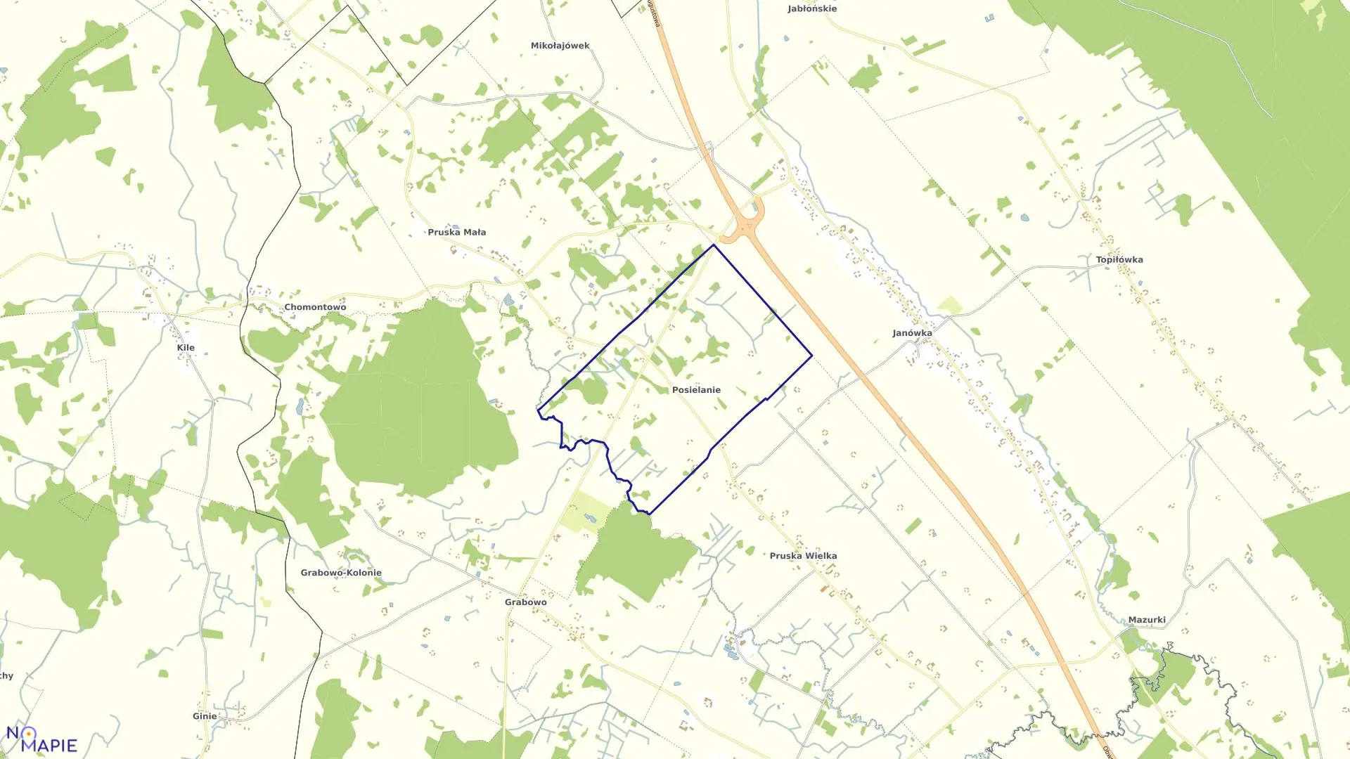 Mapa obrębu POSIELANIE w gminie Augustów