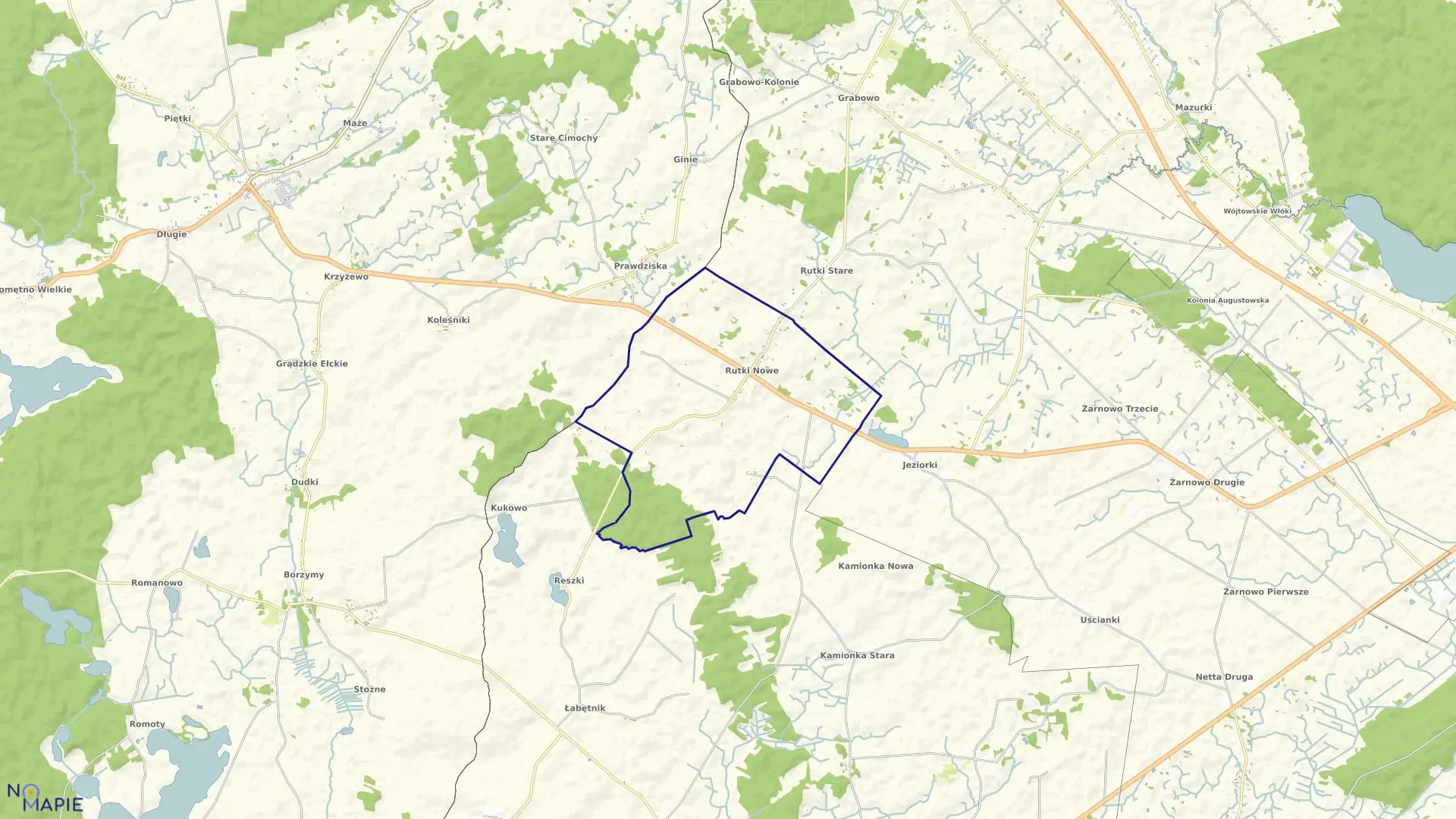 Mapa obrębu RUTKI NOWE w gminie Augustów